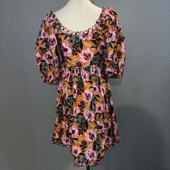 TOPSHOP Bloggers Favorite Baby Doll Dress - Linen Floral -Scalloped Neck & Hem 4 - Picture 10 of 15